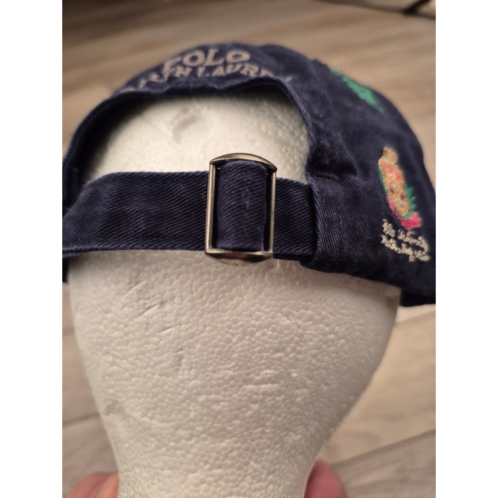 Polo Ralph Lauren College Bear Crest All Over Embroidery Navy Blue Hat Mens OS - Picture 8 of 14